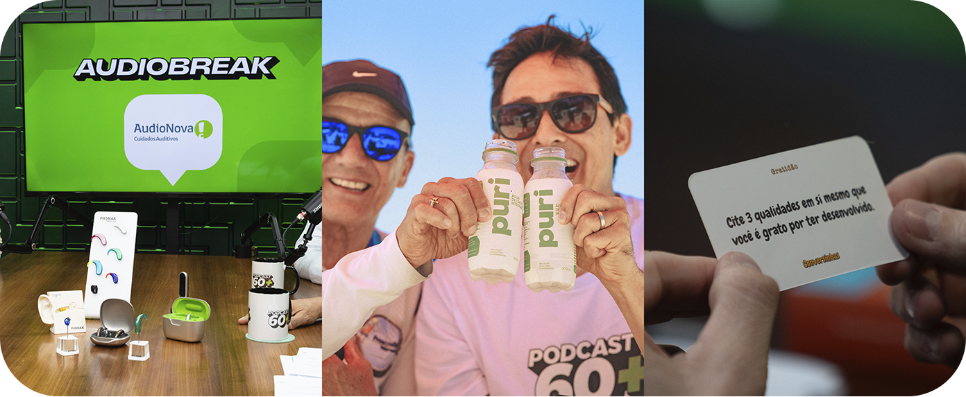 Tres imagens do podcast 60 mais